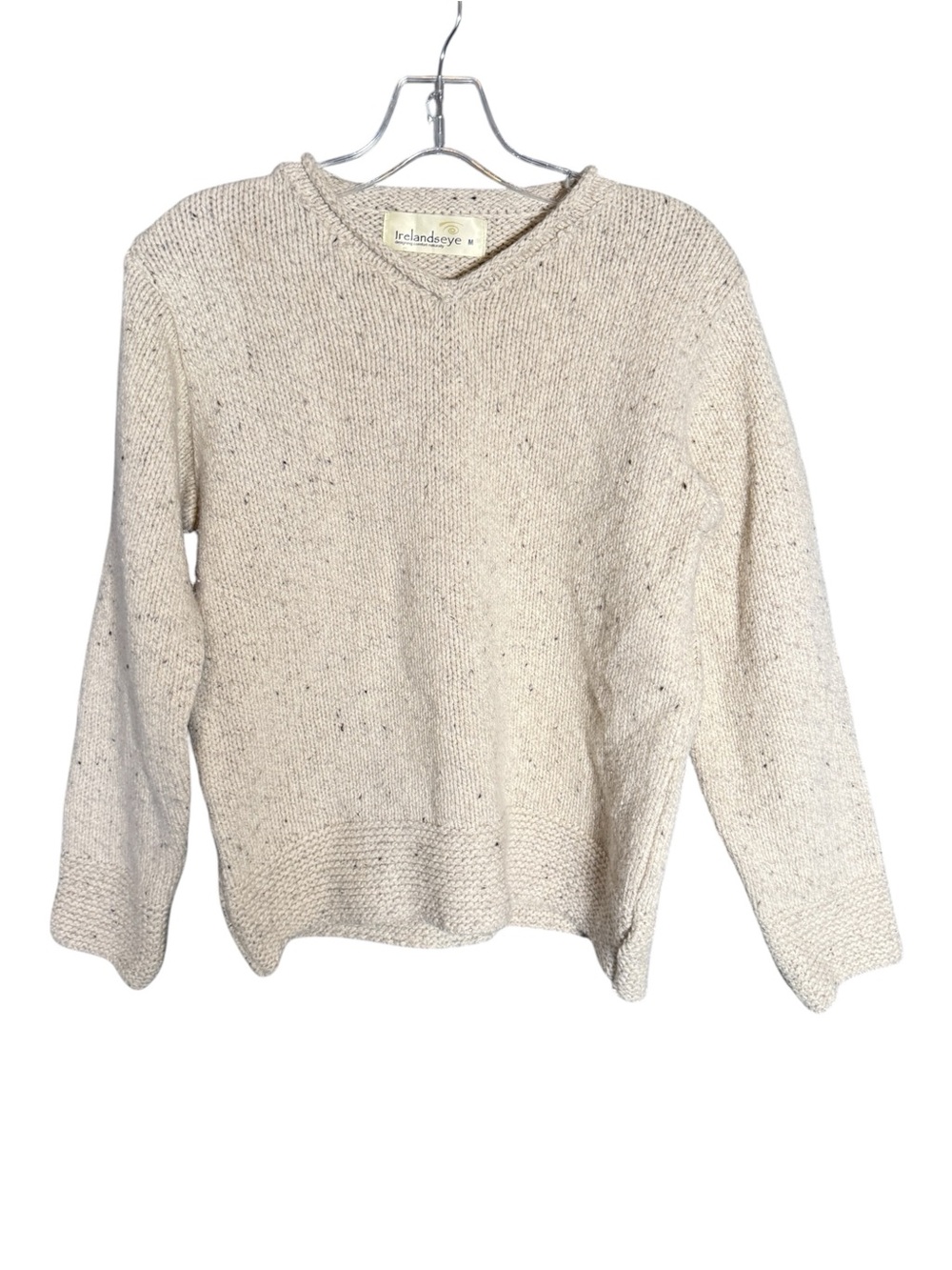 Ireland's Eye Merino Wool Silk Knit Sweater Oatmeal Irish Wool Coastal M